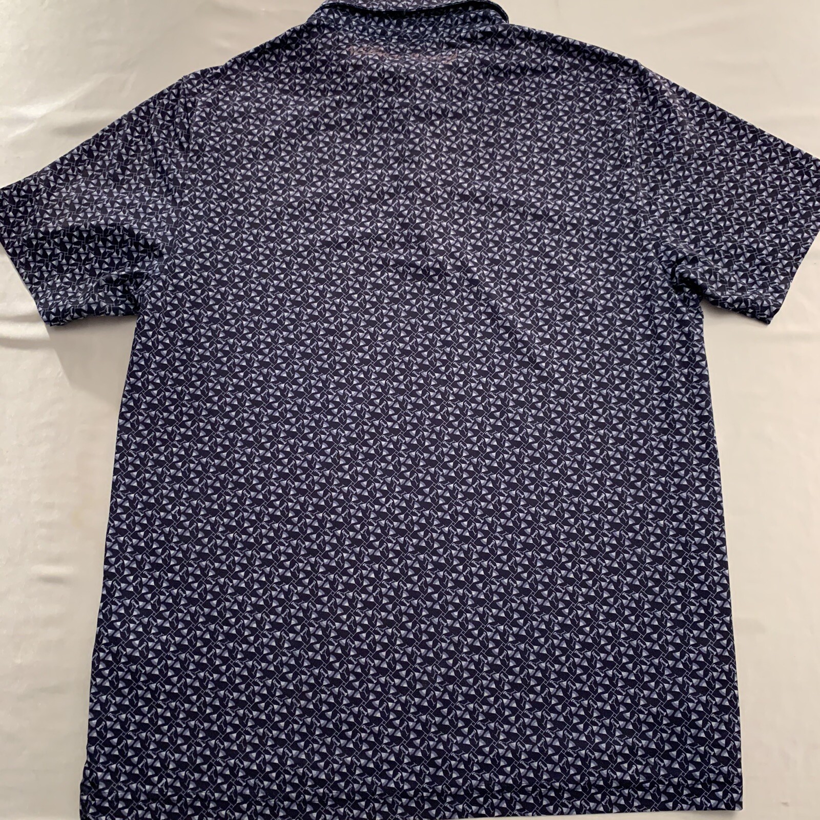 William Murray Polo Shirt Mens Medium Martini Glass Print Navy Bill GUC