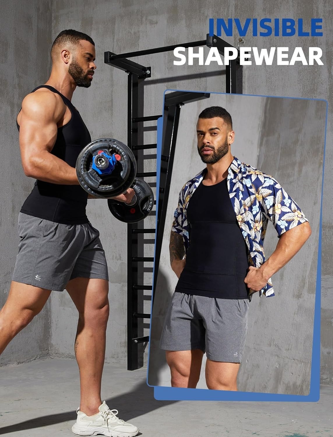 2 Pack Men Compression Slim Tummy Control Body Shaper Vest Tank Top Shapewear