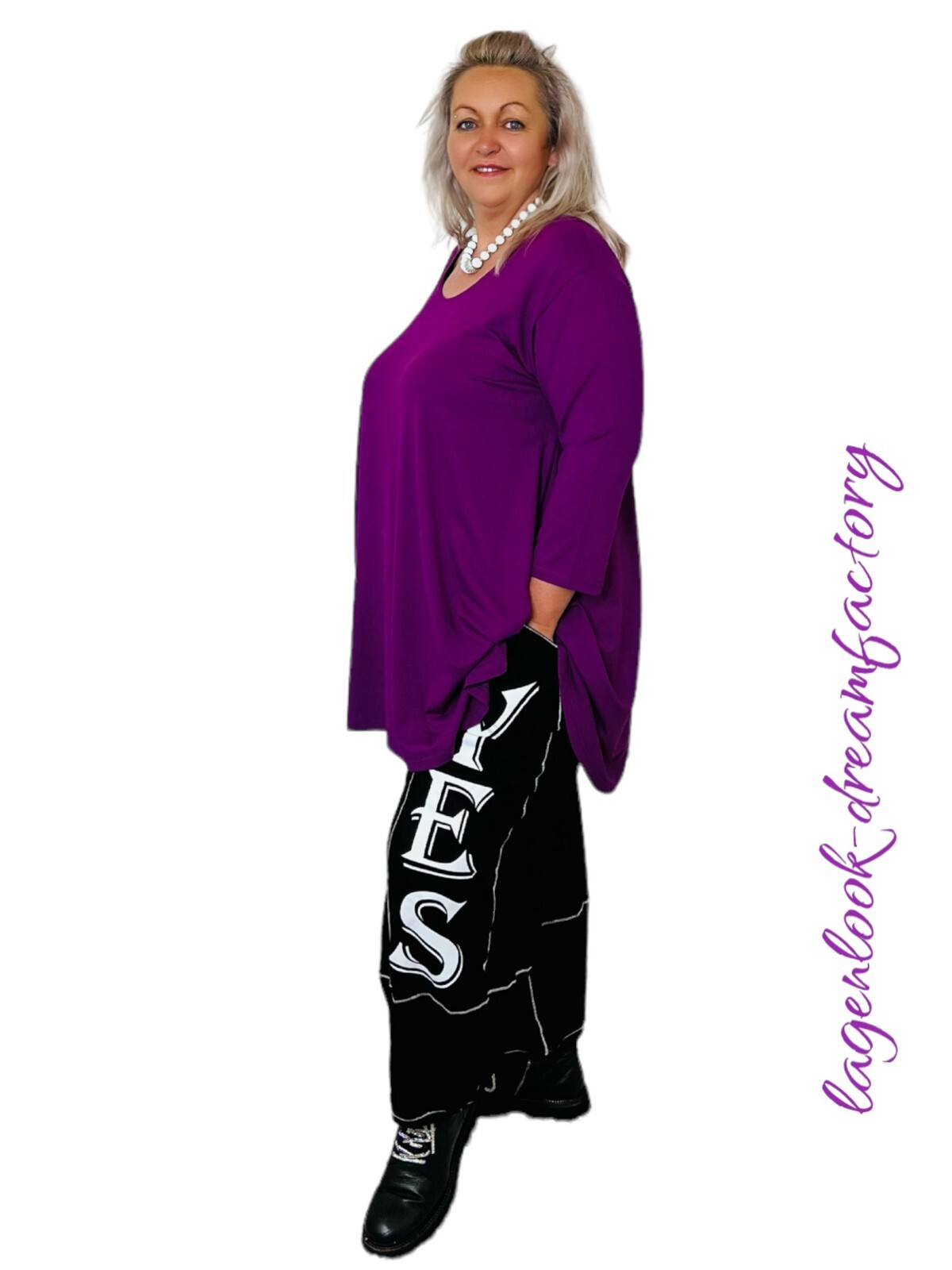 Lagenlook A-Linie Long-Glocken-Basic-Shirt Tunika Jersey 44 46 48 50 52 54 56 58