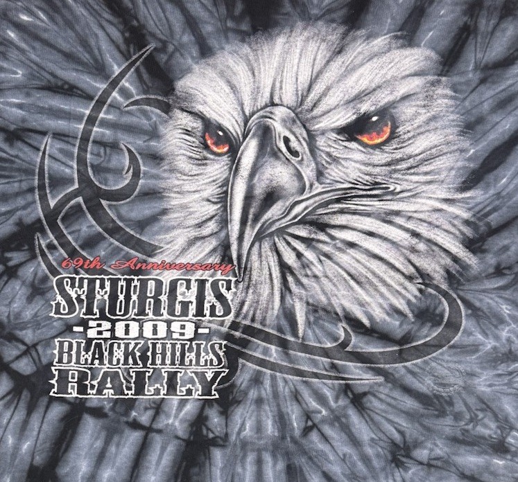Black and Grey Tie-dye Sturgis Bike Rally 2009 Tee ShirtSize large