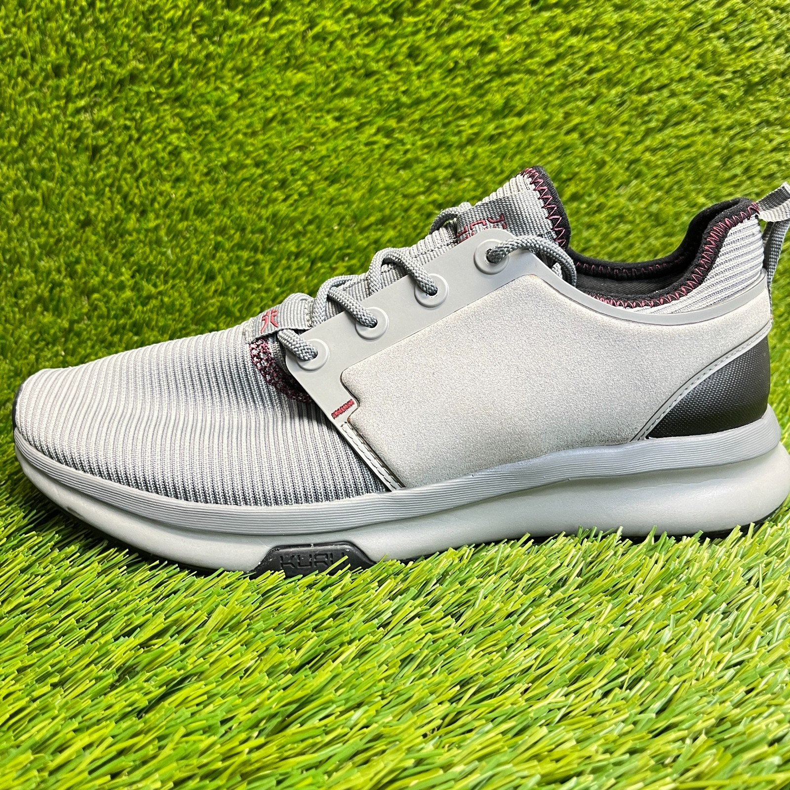 Kuru Atom Mens Size 7.5 Gray Black Red Athletic Running Walking Shoes Sneakers