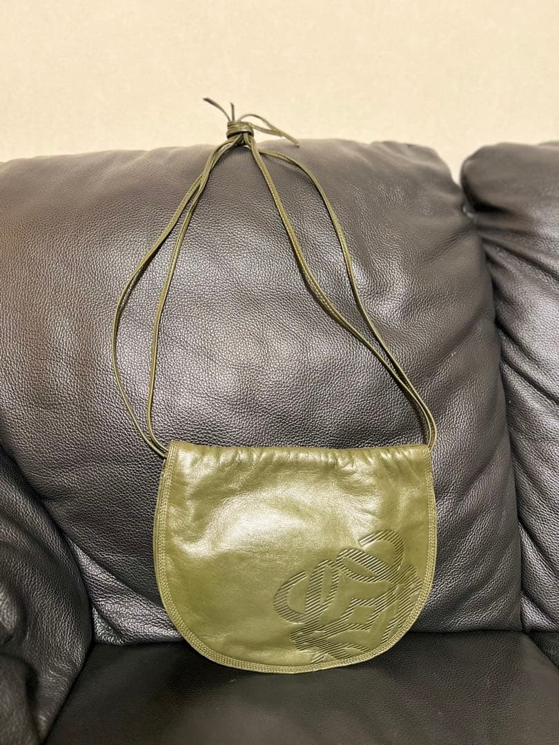 LOEWE Anagram Logo Nappa Leather Shoulder Bag Dark Green Authentic Crossbody