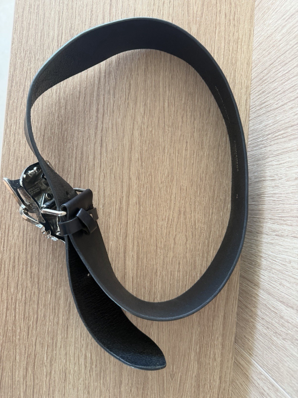 Dsquared2 Men’s Black Dress Belt Adjustable Silver-Tone Bear Buckle 70