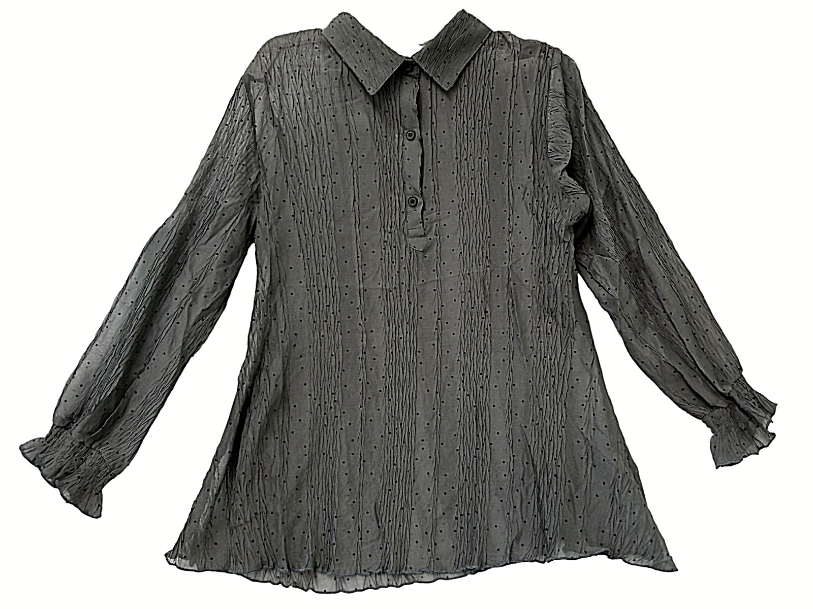 Pretty Angel Blouse Womens Large Gray Long Sleeve Crochet Overlay 2 Piece New