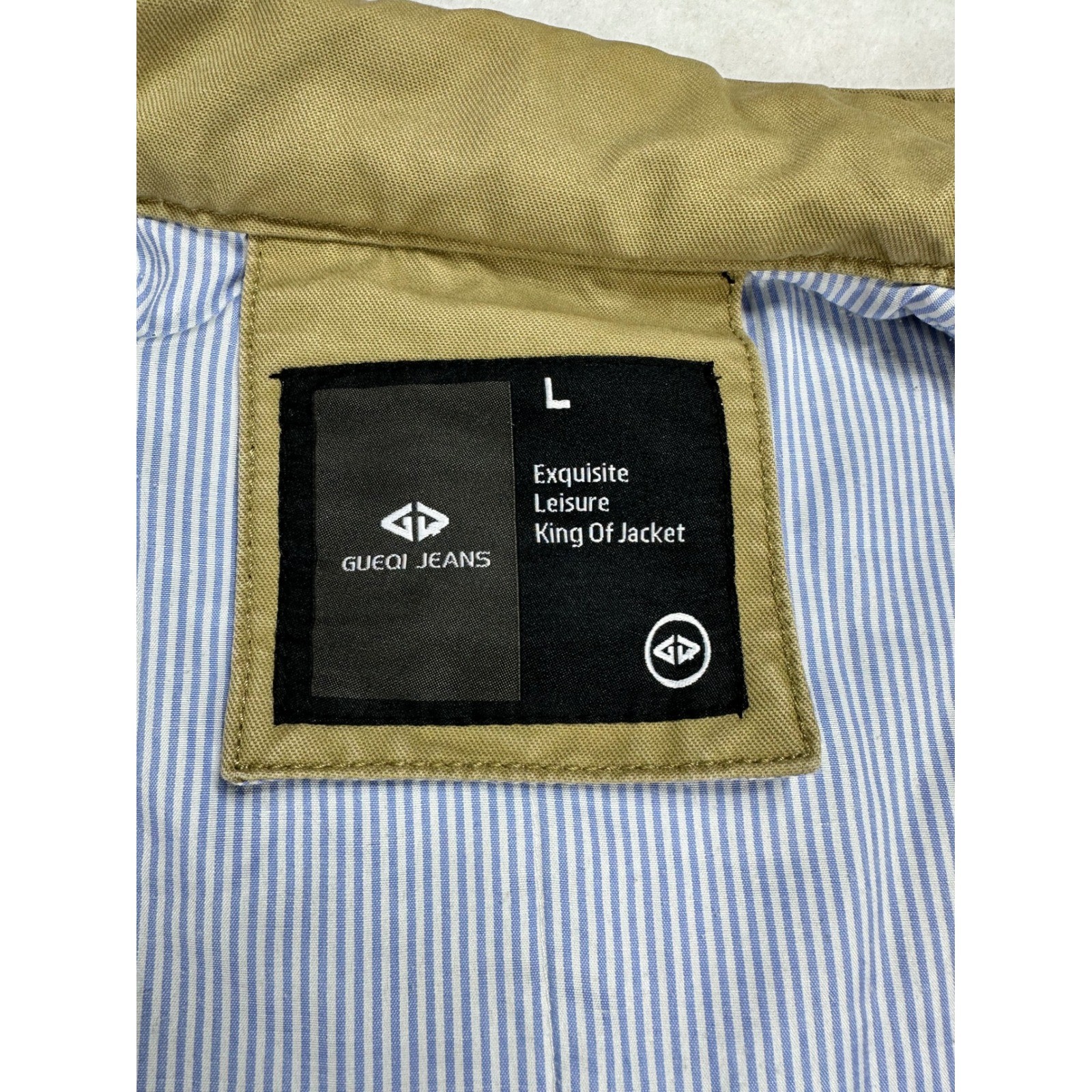 Gueqi Toko Jeans Mens Tan Khaki Cotton Military Field Jacket Utility Coat Size L