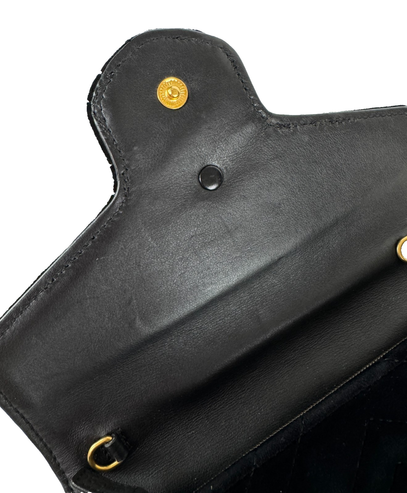 Gucci Auth Black Velvet Leather GG Marmont Mini Chain Strap Bag Wallet Crossbody