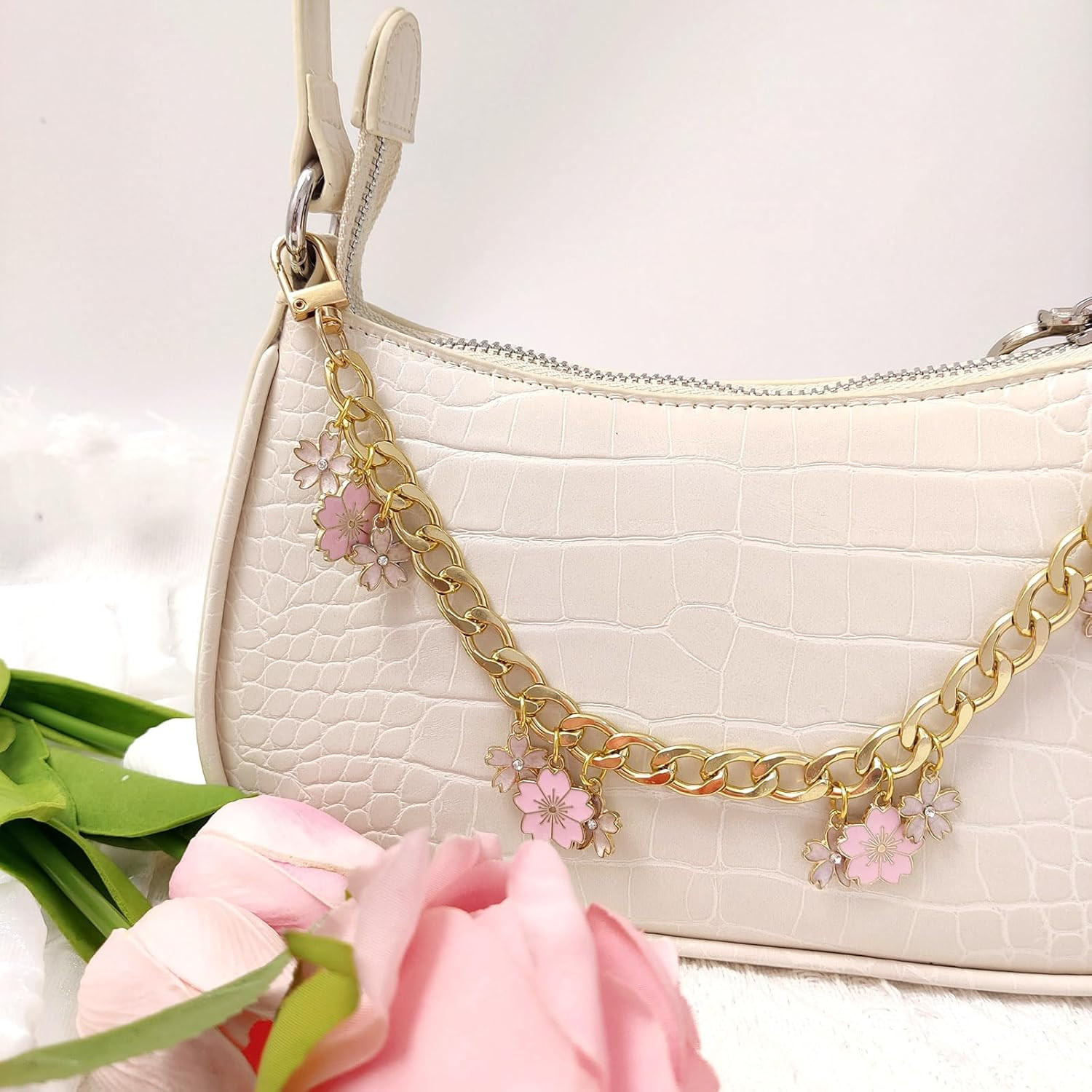 Purse Extender Chain Pearl Cherry Purse Chian Strap Replacement Short Chain Stra