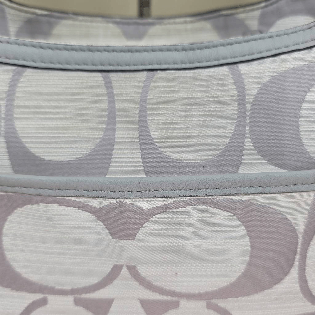 Coach Alexandra Signature C Tote Shoulder Bag F21919 Gray Leather Trim