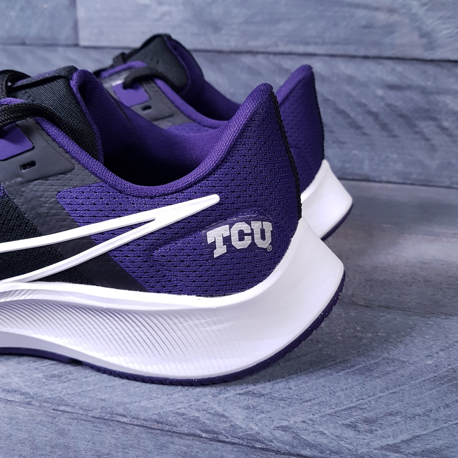 NIKE Air Zoom Pegasus 38 TCU Horned Frogs Running Shoes Mens 7-13 Black Purple