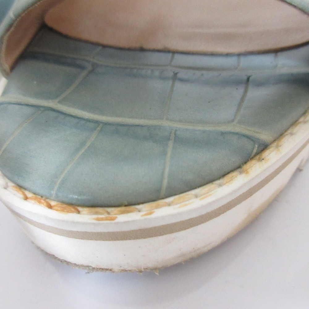 Luca Grossi Motif Platform Sandals, Approx. 9.3 inches, Blue Women USED