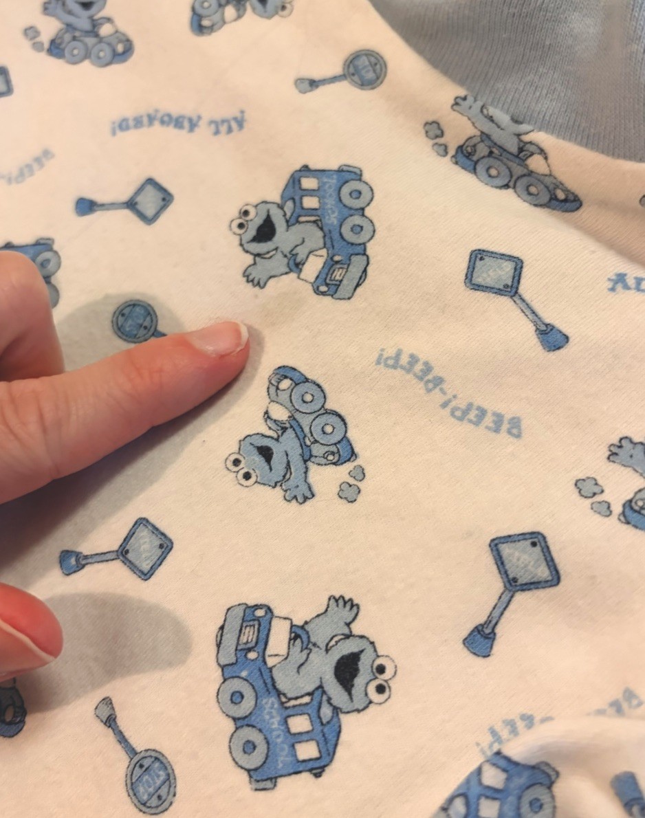 Vintage Sesame Street SET. Tagged 3/6 Months. FLAW on Undershirt.