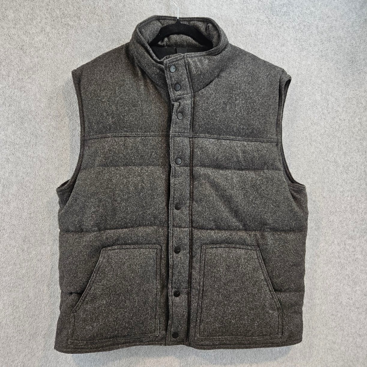 OLD NAVY | Mens XL Puffer Vest Gray Charcoal Marl Quilted Vest Y2K Vintage