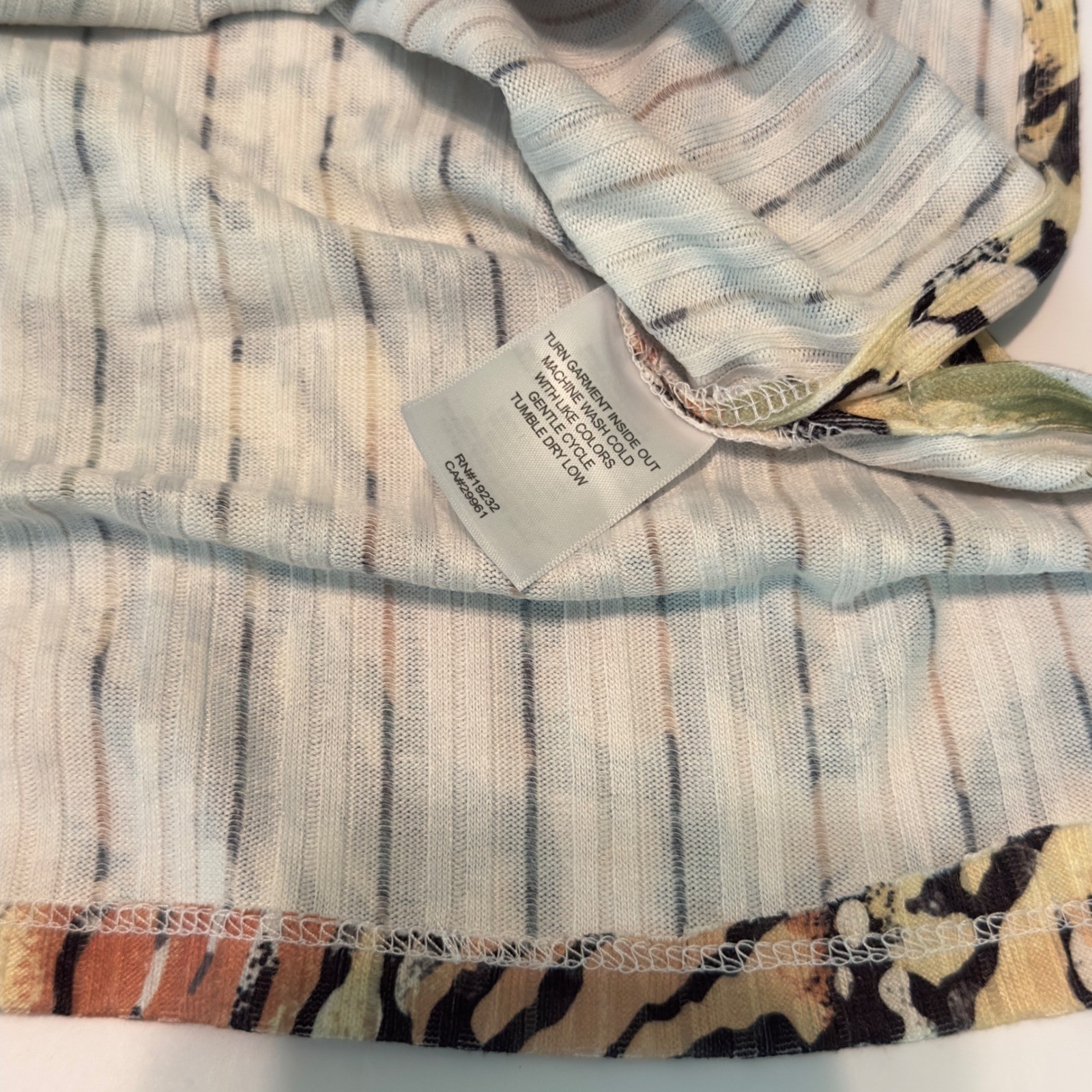 Alfred Dunner XL Abstract Animal Print Studded Neck 3/4 Sleeve Ribbed Knit Top