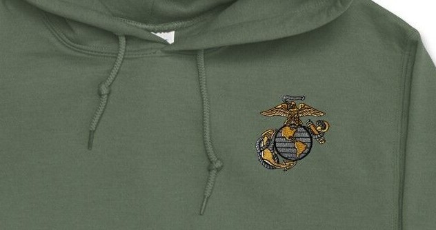 USMC EGA Embroidered Hoodie Sweatshirt Military Green USMC Licensed -all sizes