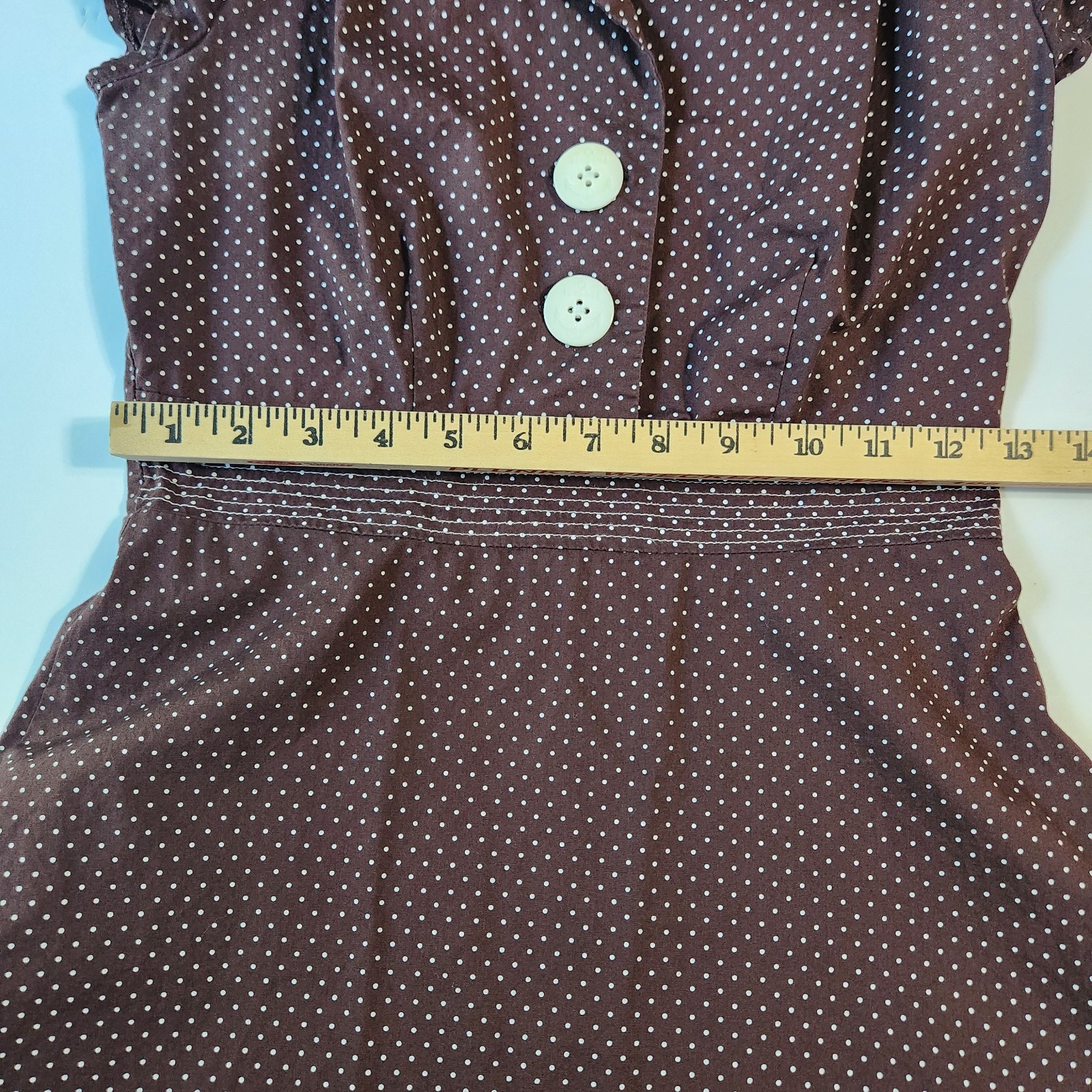 Vintage Ruby Rox Polka Dot Dress Women’s Size 7 Brown Retro Pin-Up Rockabilly