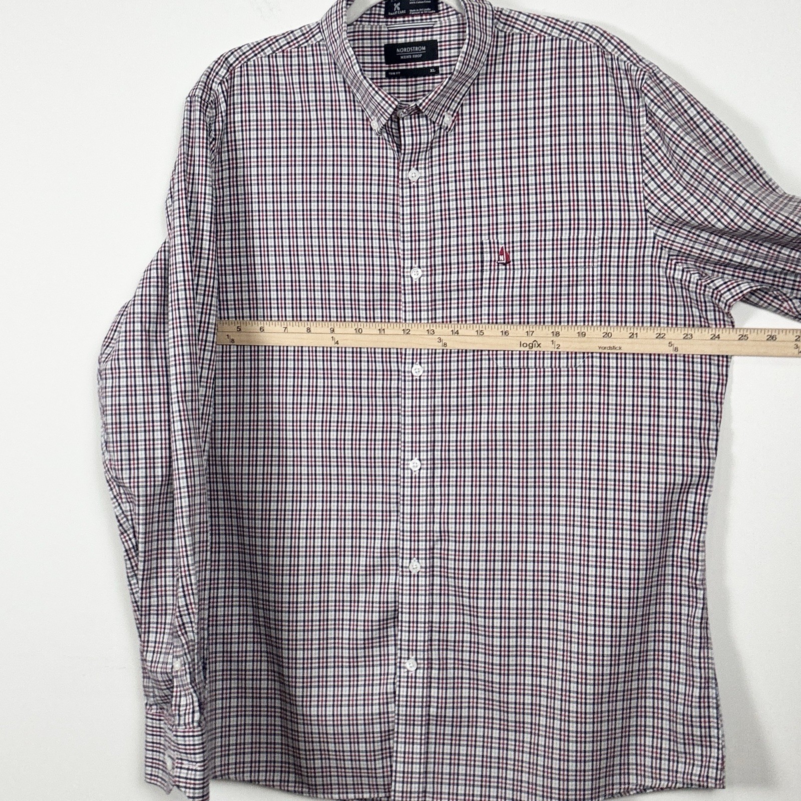 Nordstrom Men’s Shop Trim Fit Wrinkle Free Button Front Sport Shirt Men’s XL