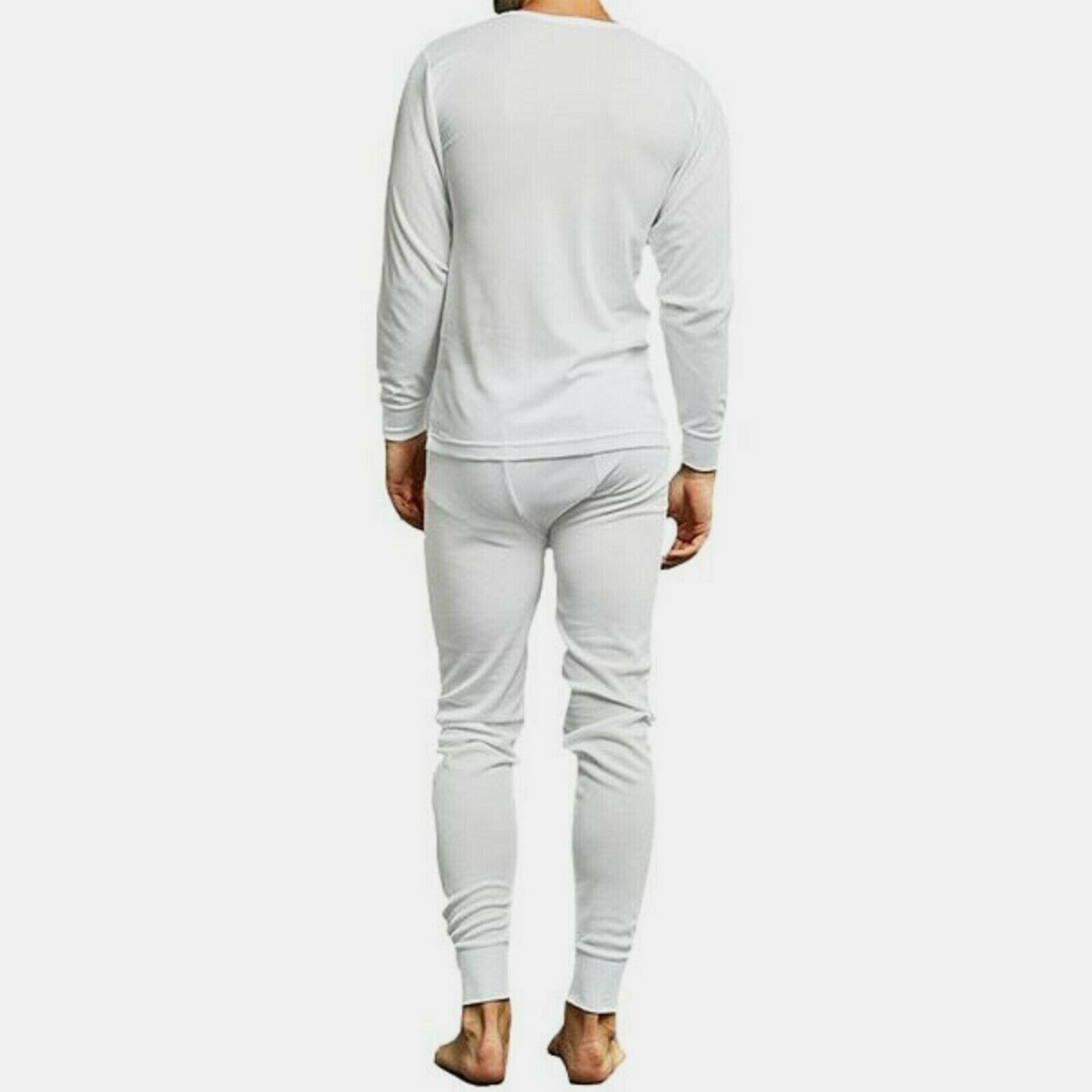Men’s 2 Piece Long Johns Thermal Underwear Set Dark White 42-44 Extra Large