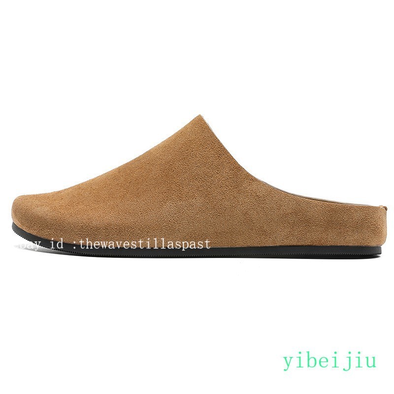 Mens Suede Mule Slip-On Clogs Casual Round Toe Slippers Flat Loafers Shoes Wide