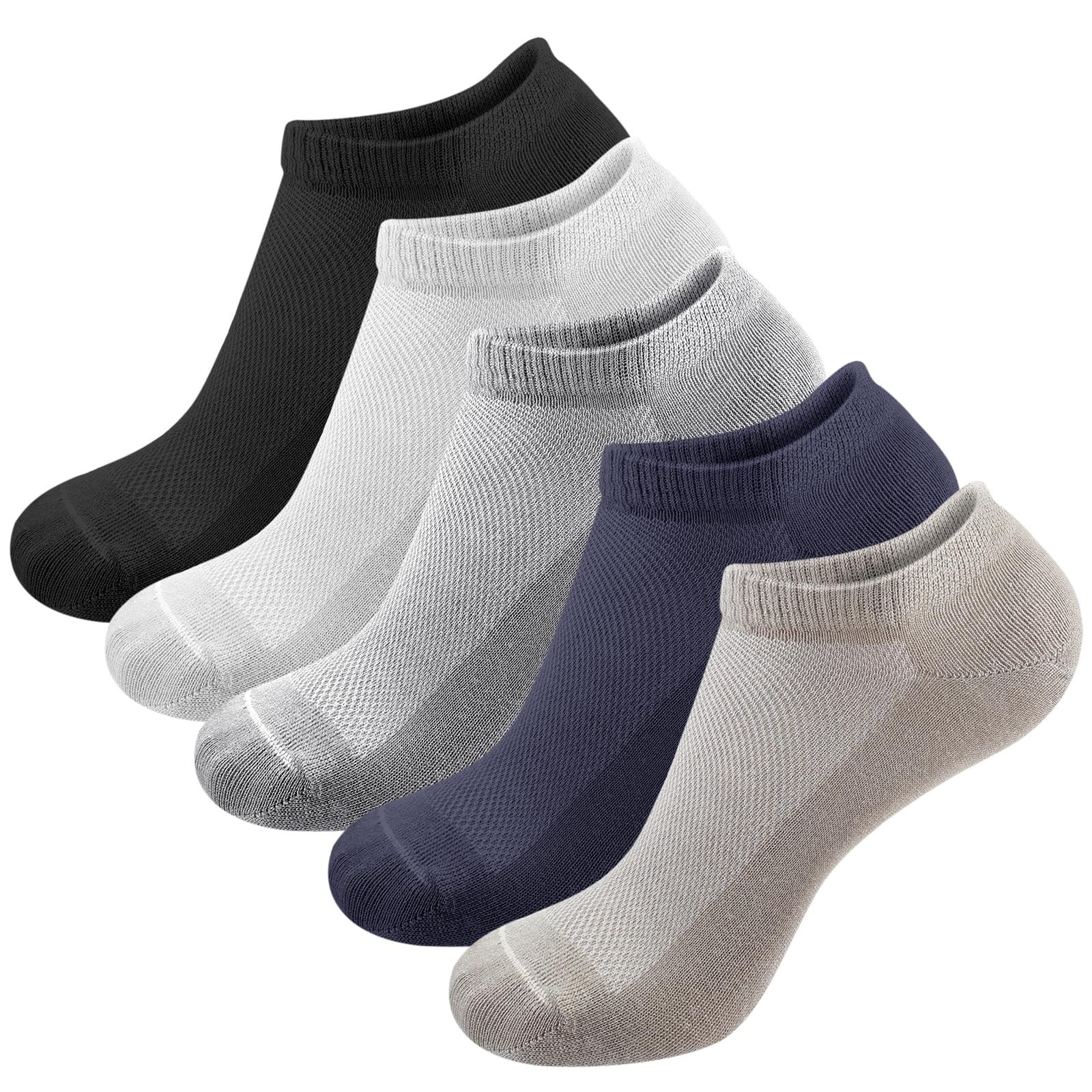 Hercicy 5 Pairs All One Size, Black, White, Light Gray, Navy Blue, Linen