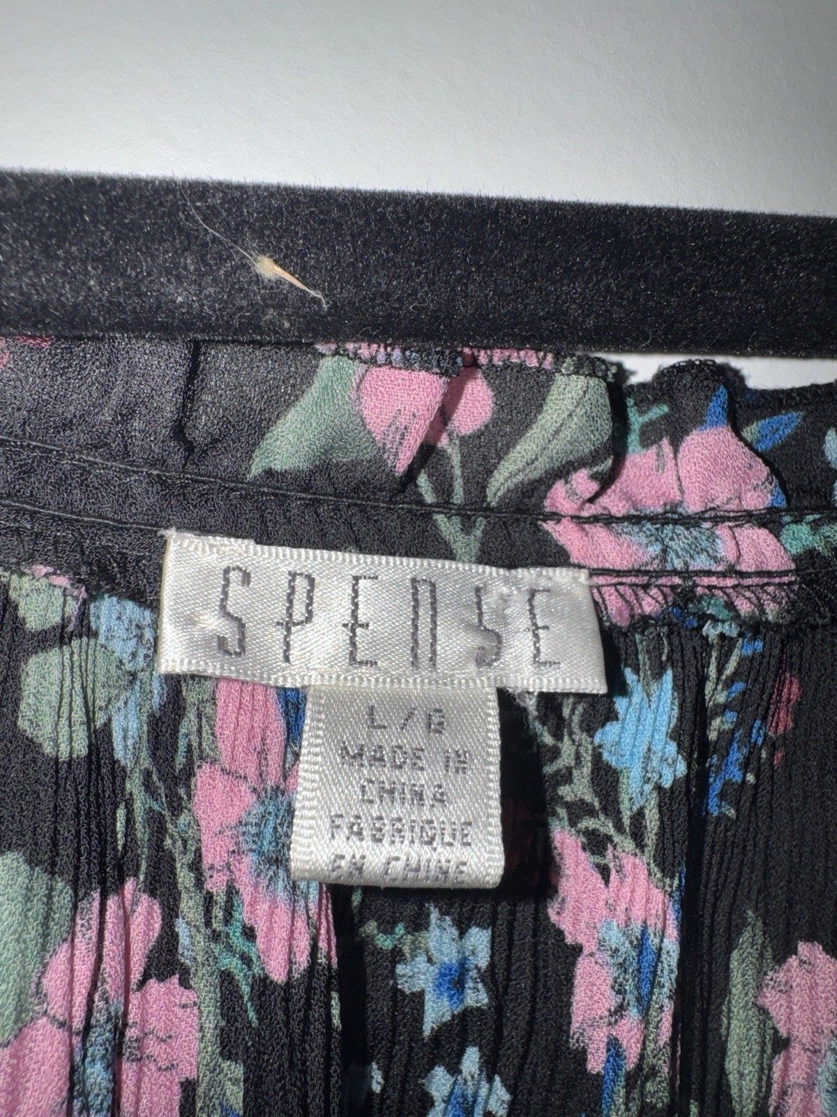 Spense Floral Multicolor Sheer Pleated Babydoll Blouse Size L Flowy Soft Design