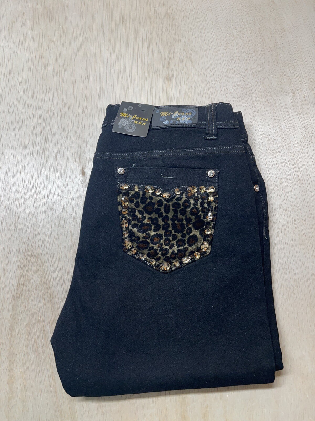 MI-JEANS USA Leopard Bling Capri Jean Size 11 Approx 31×17