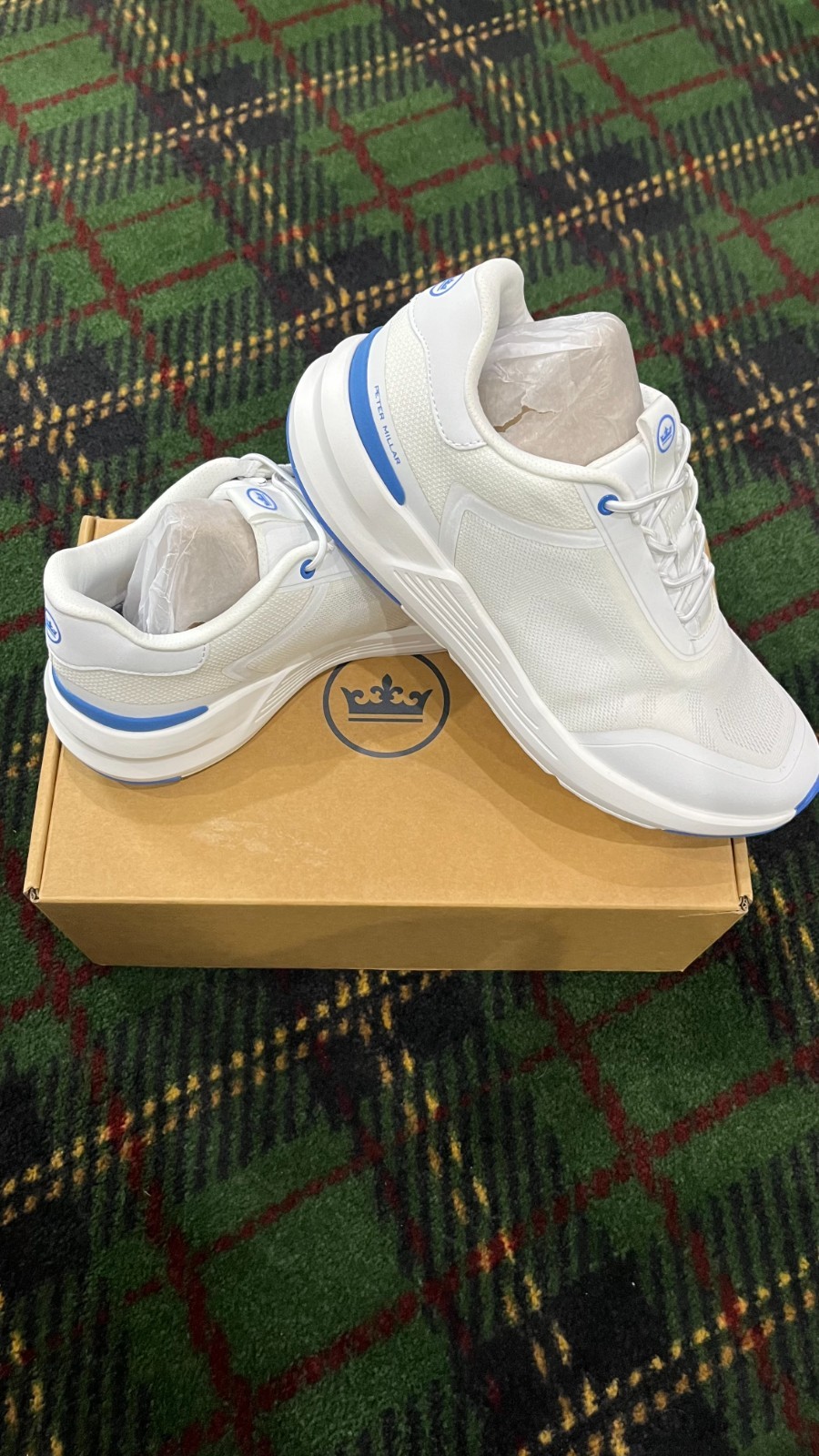 Peter Millar Men’s Crown Sport Camberfly Sneakers Size 9.5 White Blue