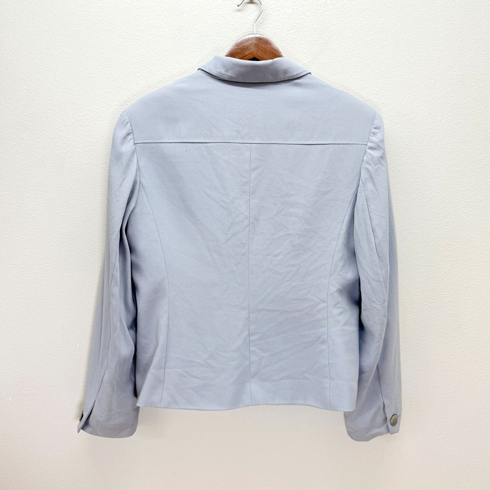 Talbots Wool Safari Utility Jacket Blazer Size 14 Light Blue Japan Vtg Career