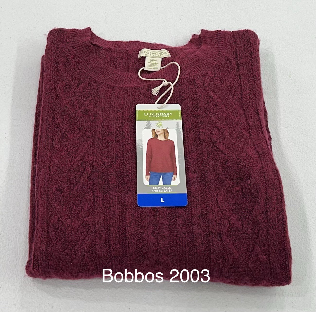 Legendary Outfitters Women’s Cozy Cable Knit Sweater, Garnet, Size L