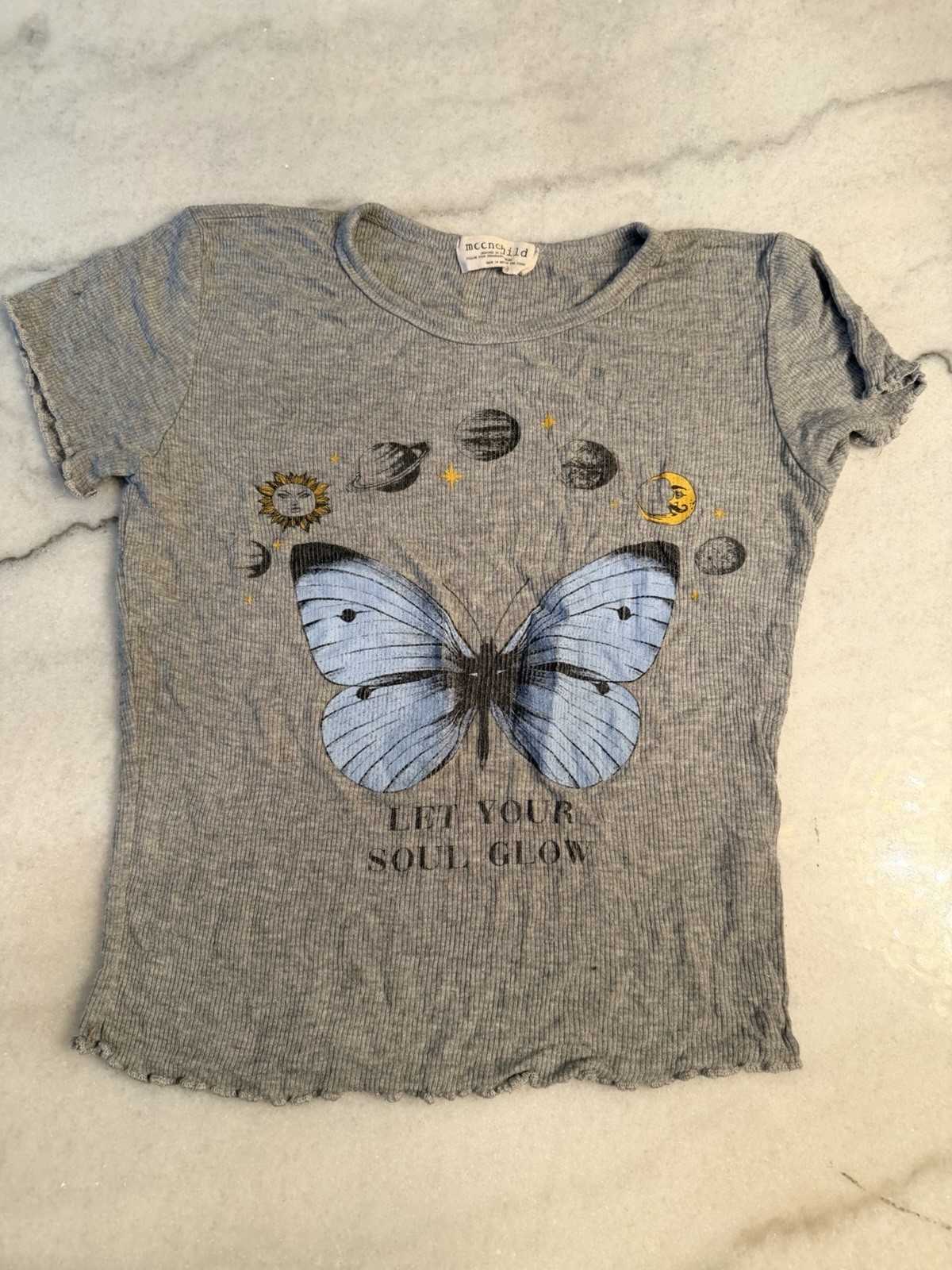 Moonchild brand heather grey short-sleeve graphic t-shirt Size XS