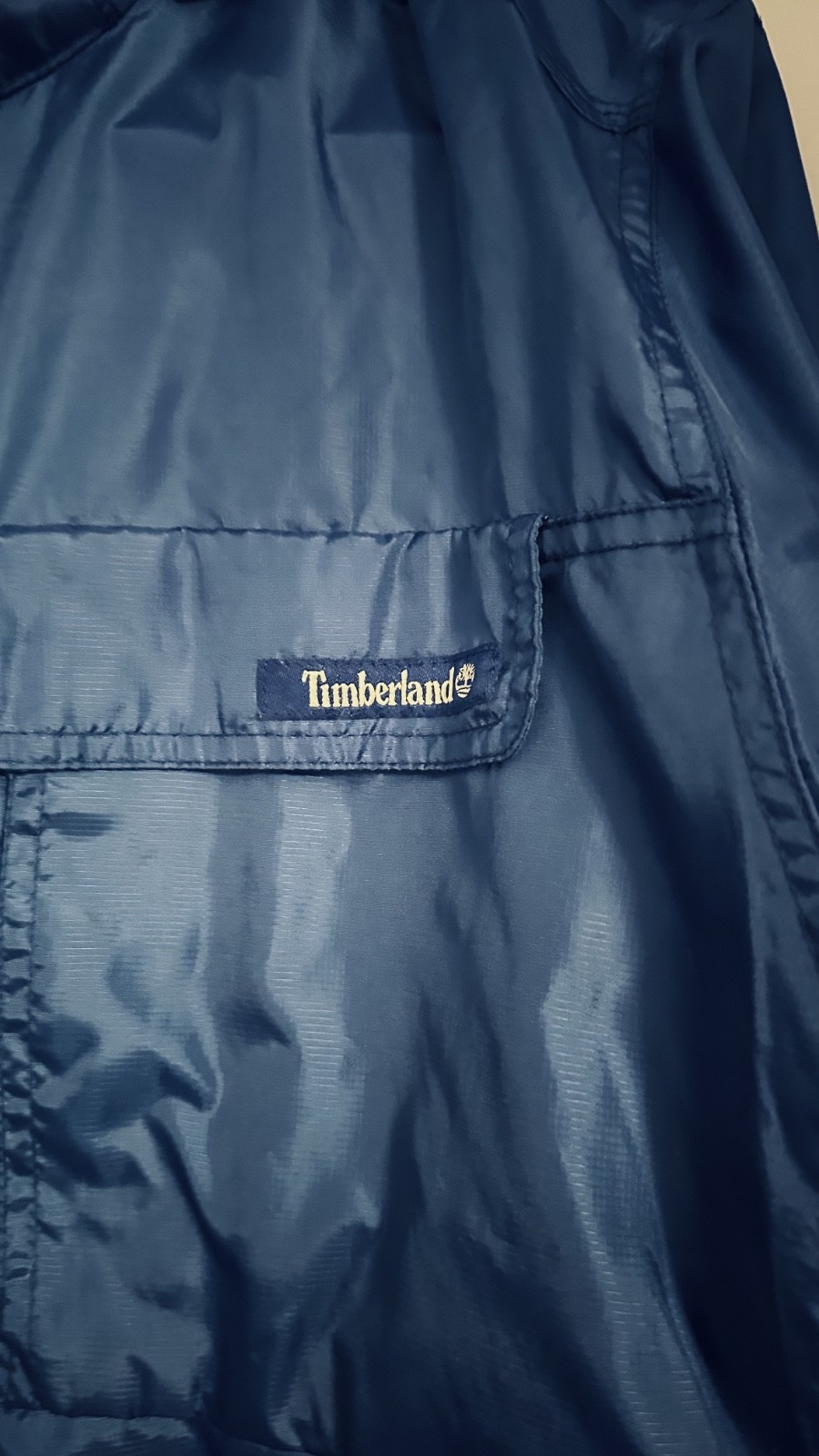 Timberland Jacket Mens XL Blue Full Zip Hooded Lightweight Windbreaker Rain Coat