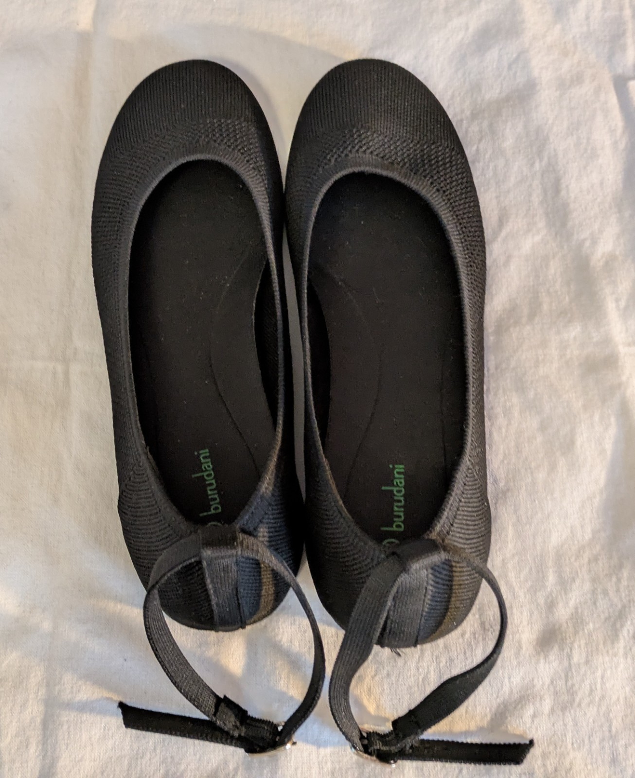 Burudani Black Knit Mary Jane Round Flats Women’s Size 11 Comfort Slip-On Shoes