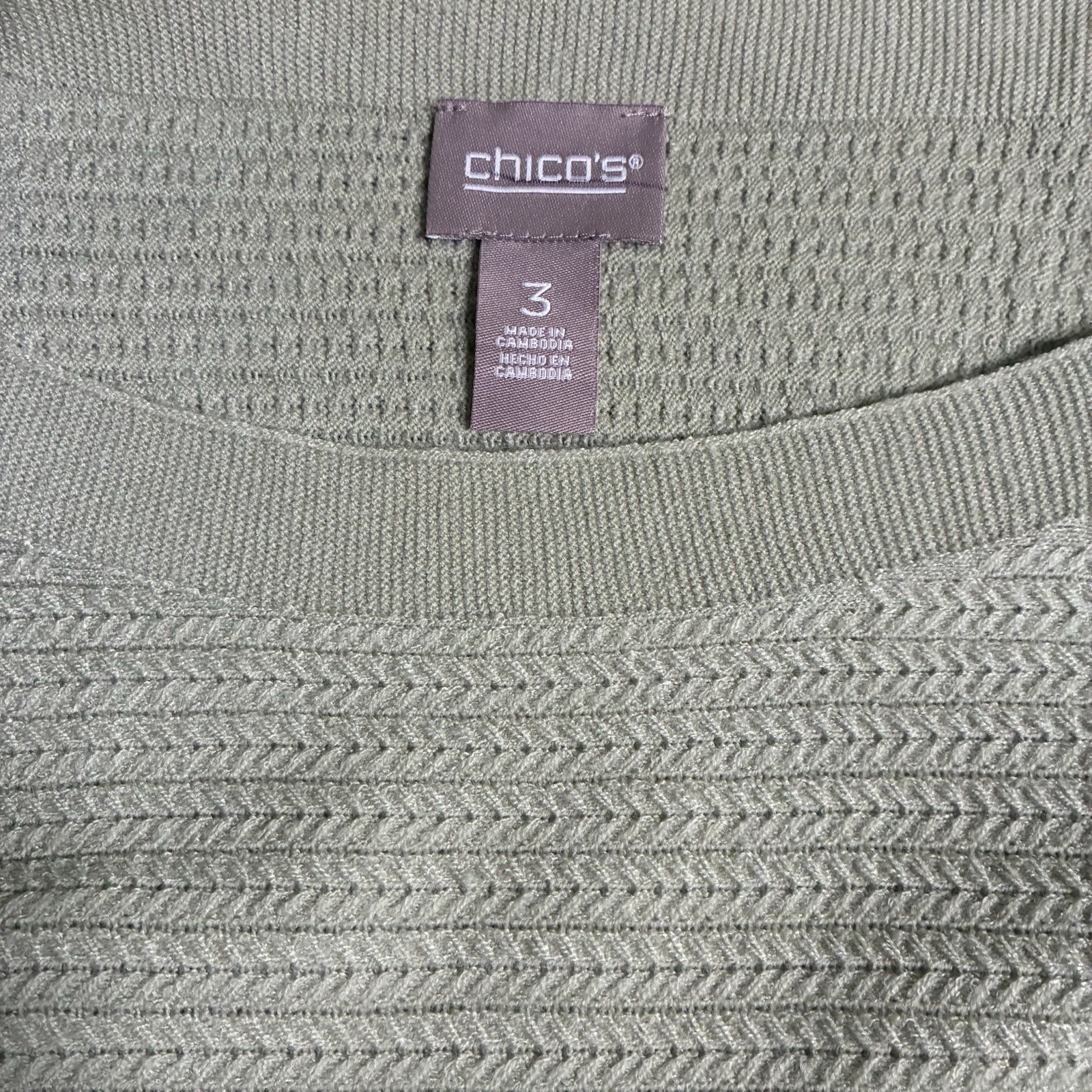 Chico’s Top NWT Size 3 (XL) Super Soft Pullover Tea Leaf Dolman Sleeve Boat Neck