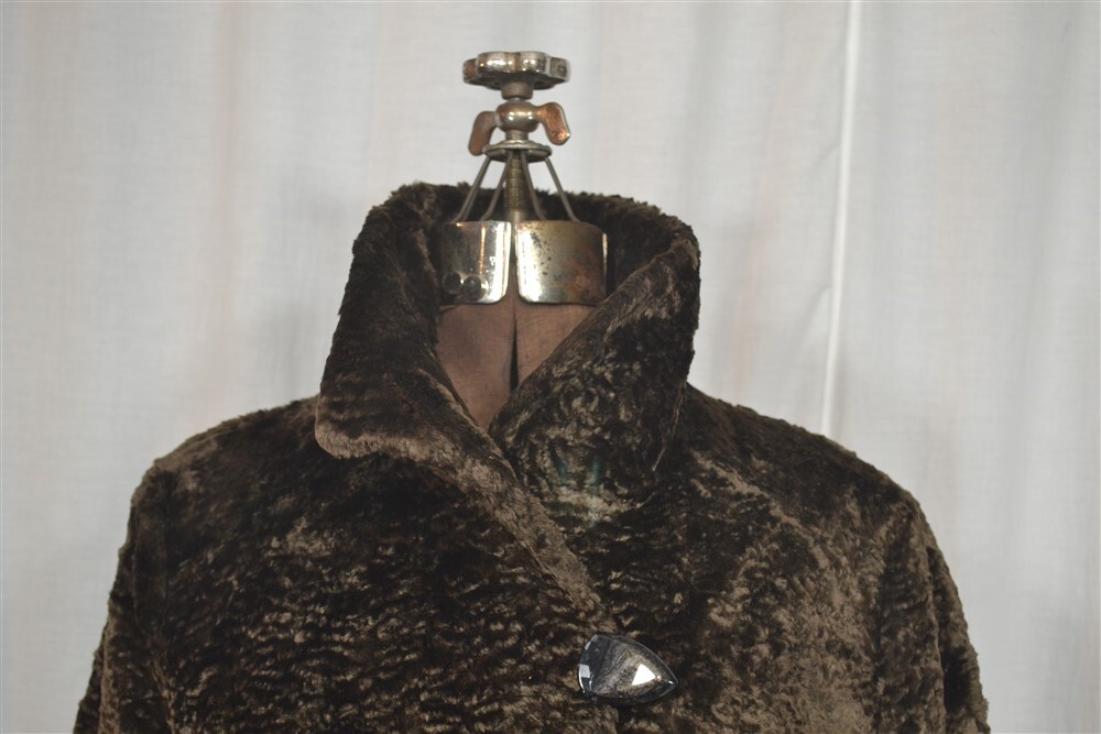 antique coat faux fur Creations Geraldo Paris beaver brown 1940 style bust 42
