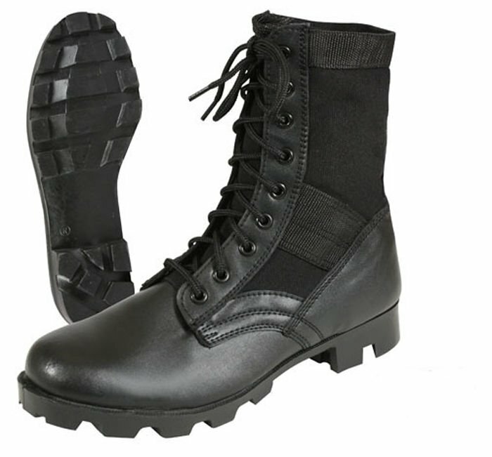Black Leather Military Jungle Boots with Steel Toe Tactical Combat Army Vietnam