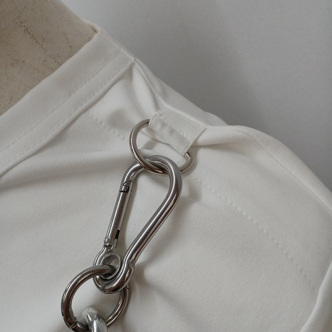 Comme Des Garçons Chain Harness T-Shirt S White Polyester