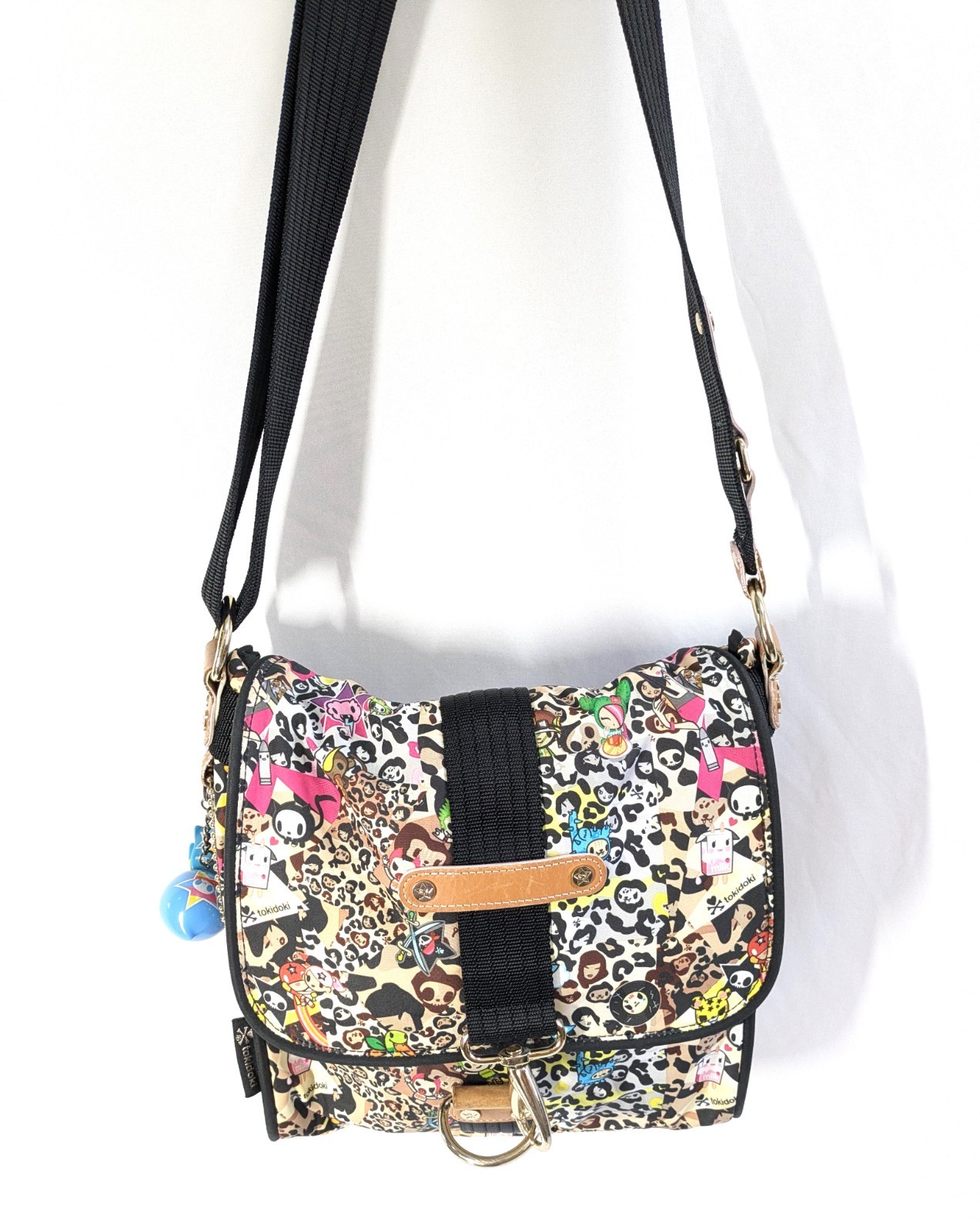 Rare tokidoki Shoulder bag Leopard w/Charm Adios 10 × 10 in Kawaii Excellent