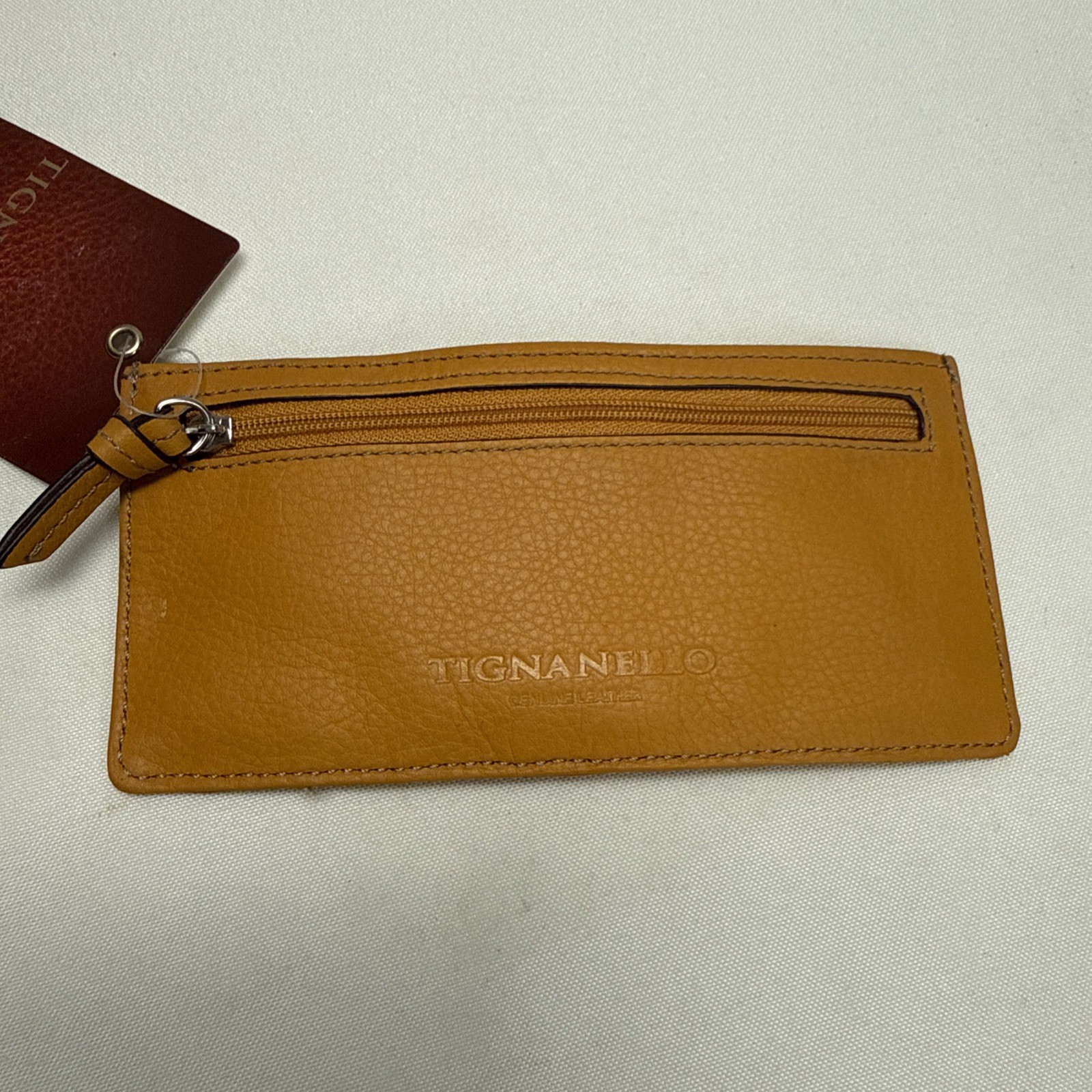 TIGNANELLO Leather Slim Card Wallet Coin Purse Dandelion YELLOW 6.75 X 3.25” NEW