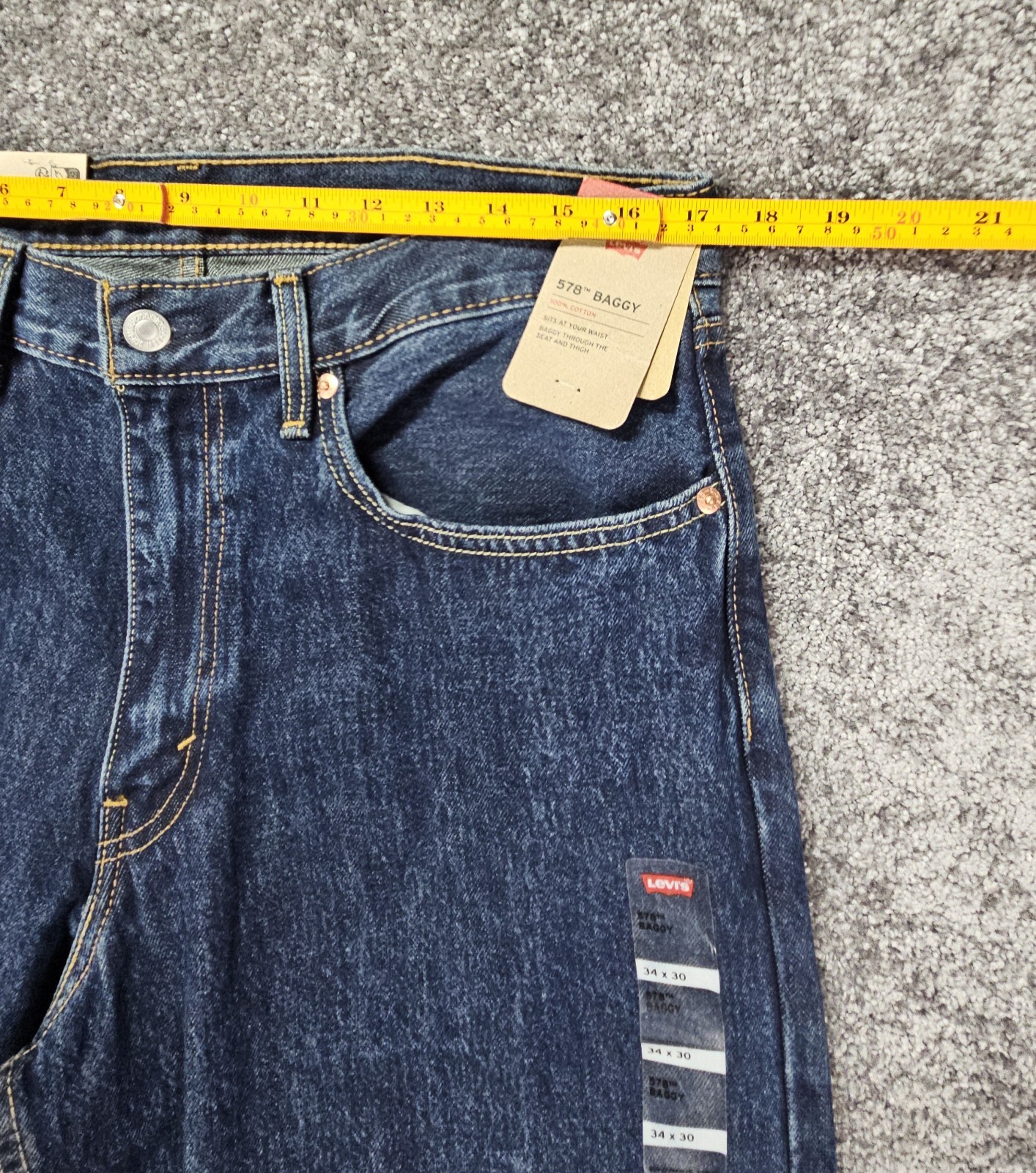 Levi’s 578 Baggy Jeans Men’s 34×30 Dark Wash Denim Y2K Relaxed Fit NWT