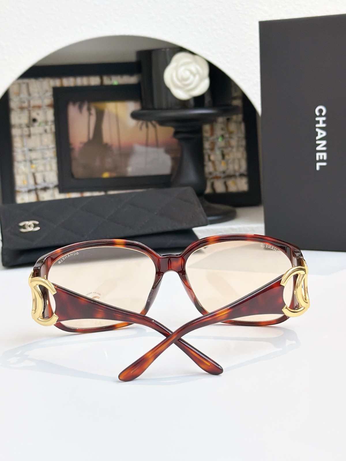 Chanel 6014 Designer Sunglasses Women Vintage Tortoise Frame CC Mark Luxury