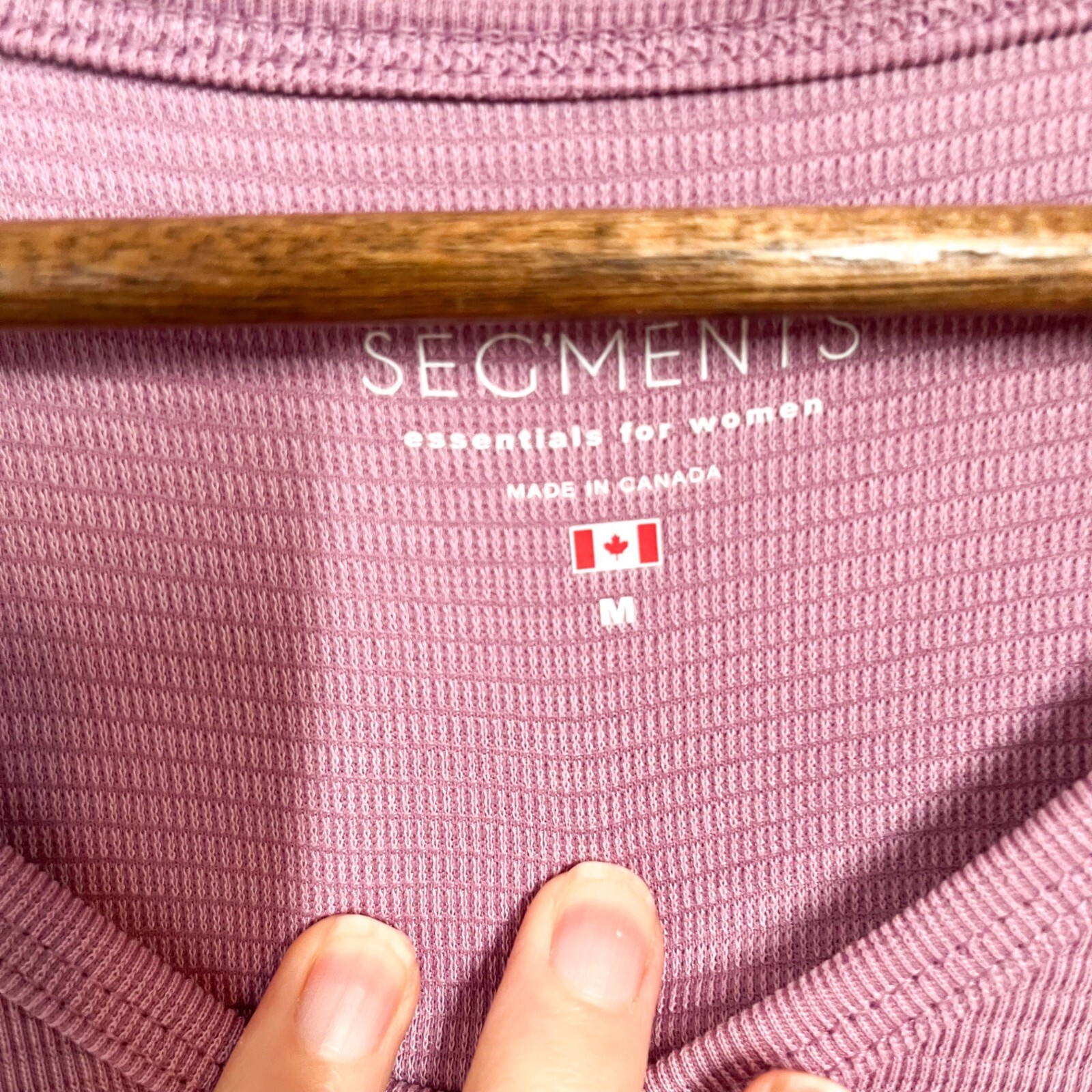 Seg’ments Womens Top 3/4 Sleeve Tencel Pink Ribbed V-Neck T-Shirt