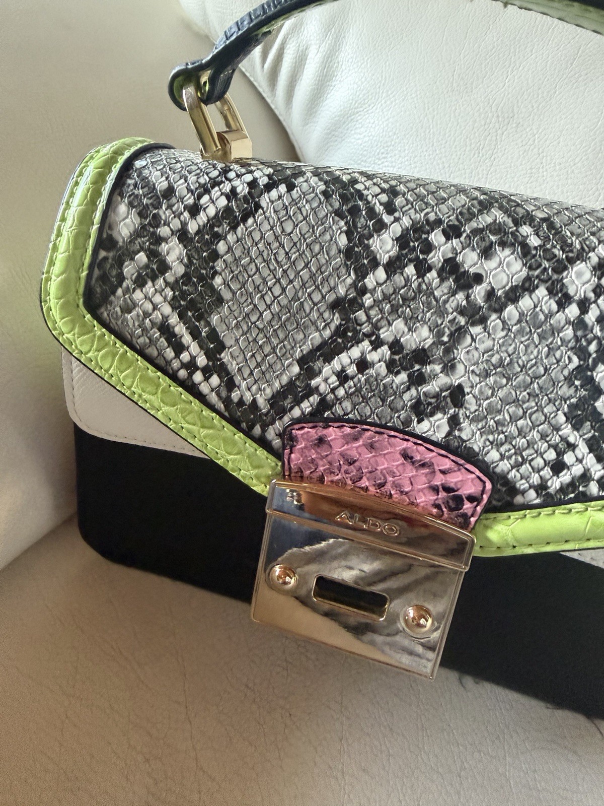 Handbag Small Snake Print Black Multi-Color Statement Purse Elegant & Chic- ALDO