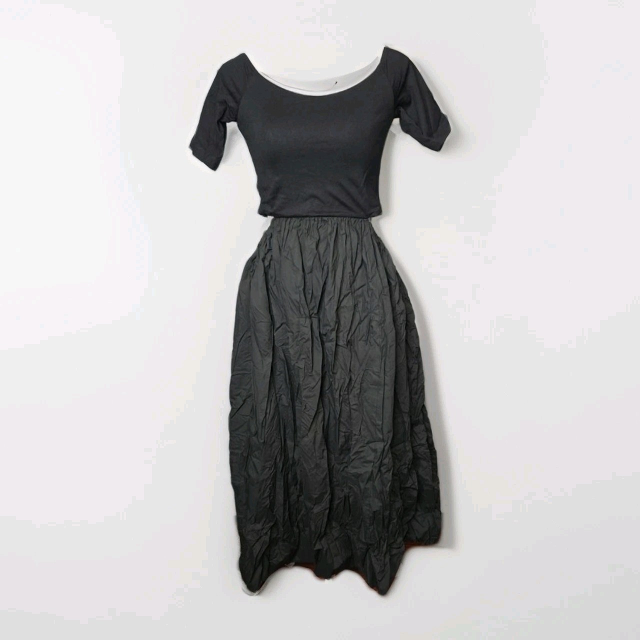 Kallmeyer New York Black Dress Solid Top With Crinkle-textured Bottom S/M NWT