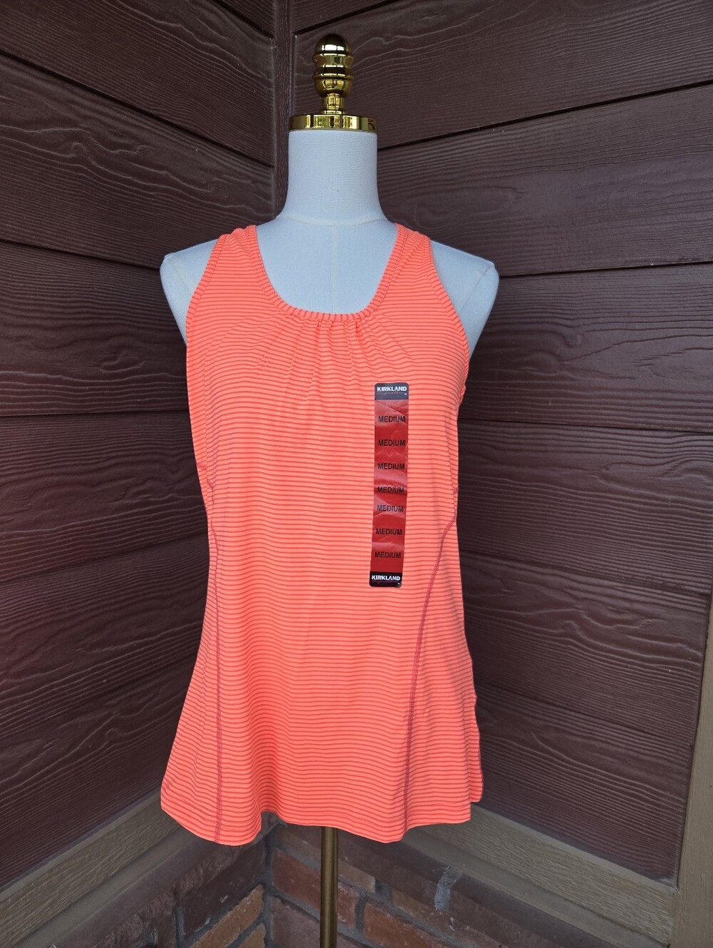 NWT Kirkland Signature Coral Stripe Performance Tank Top Women’s Size Medium