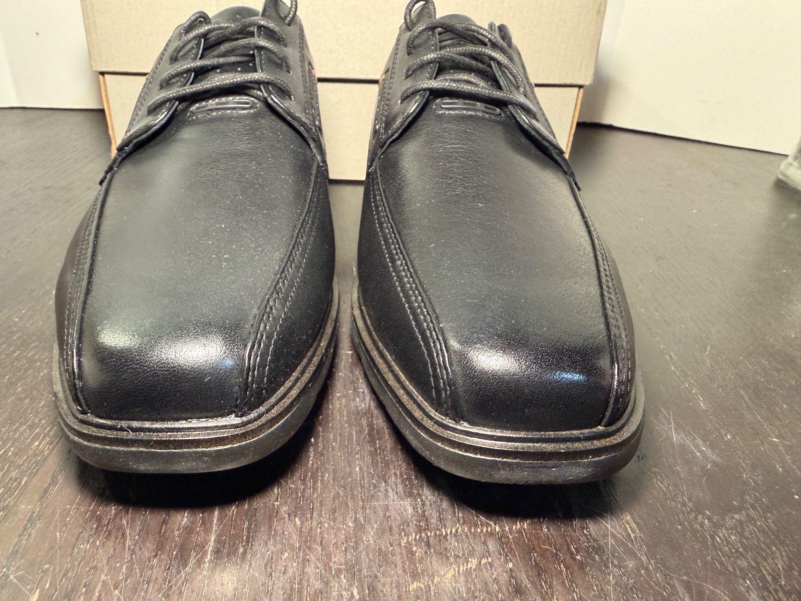 Clarks Un Kendric Way Leather Dress Shoes Black Mens 8W (Wide)