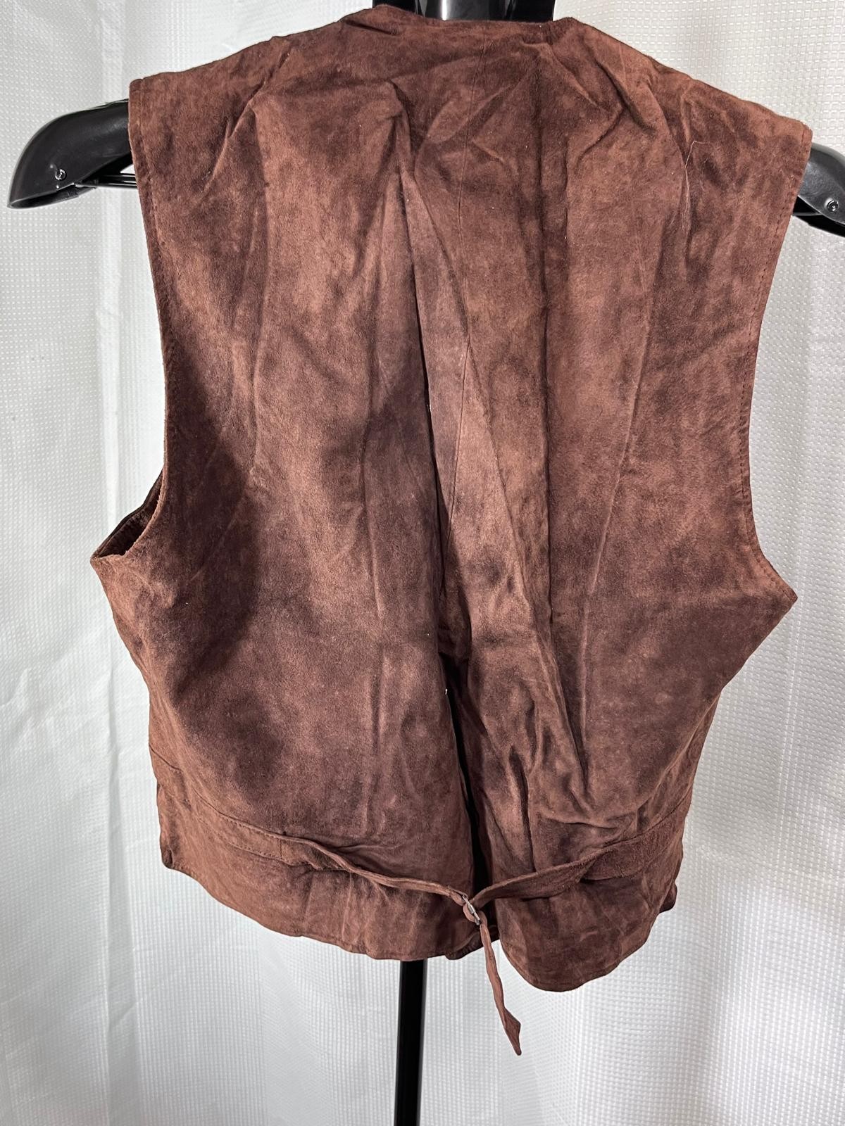 Vintage Gap Brown Suede Leather Vest Mens Small Western Waistcoat 4 Pocket S