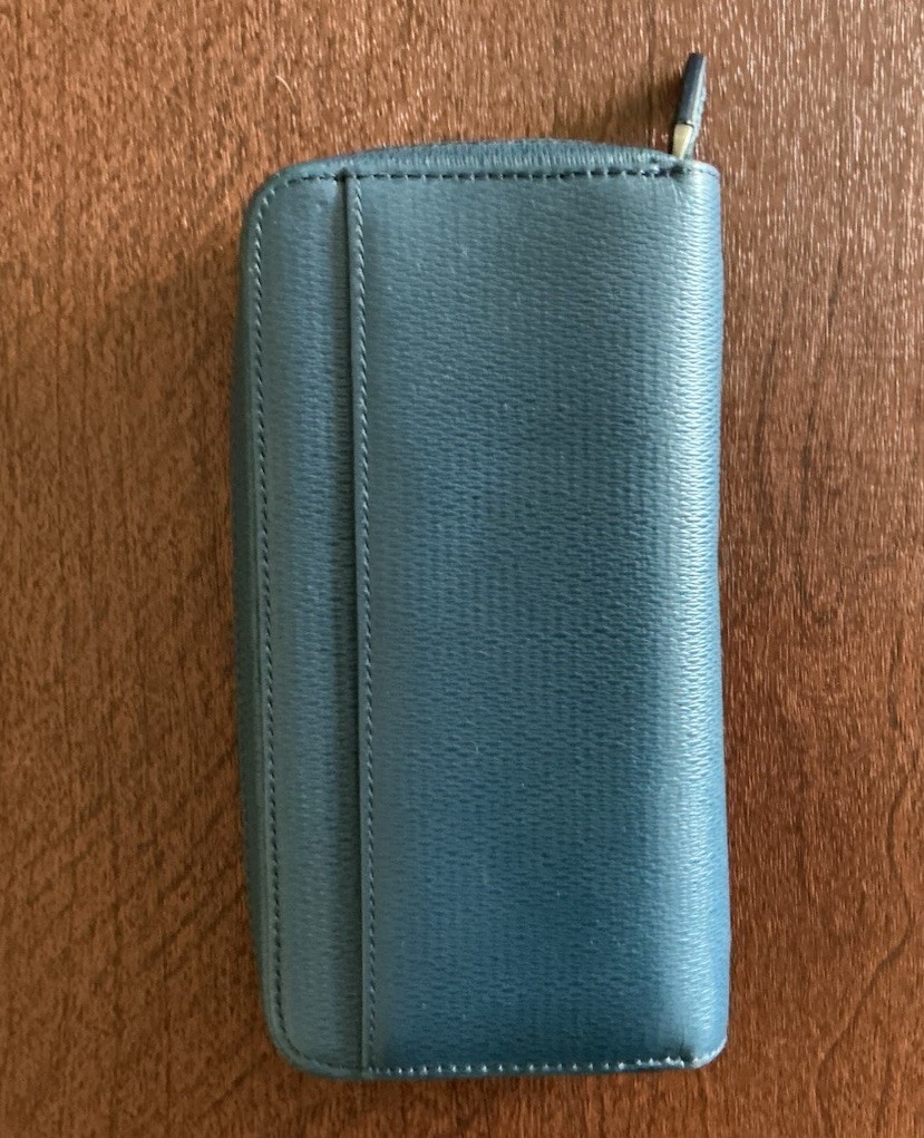 TUMI ~MONACO COLLECTION~ 8” TRAVEL/MULTI-PURPOSE WALLET ~ TEXURED LEATHER ~ BLUE