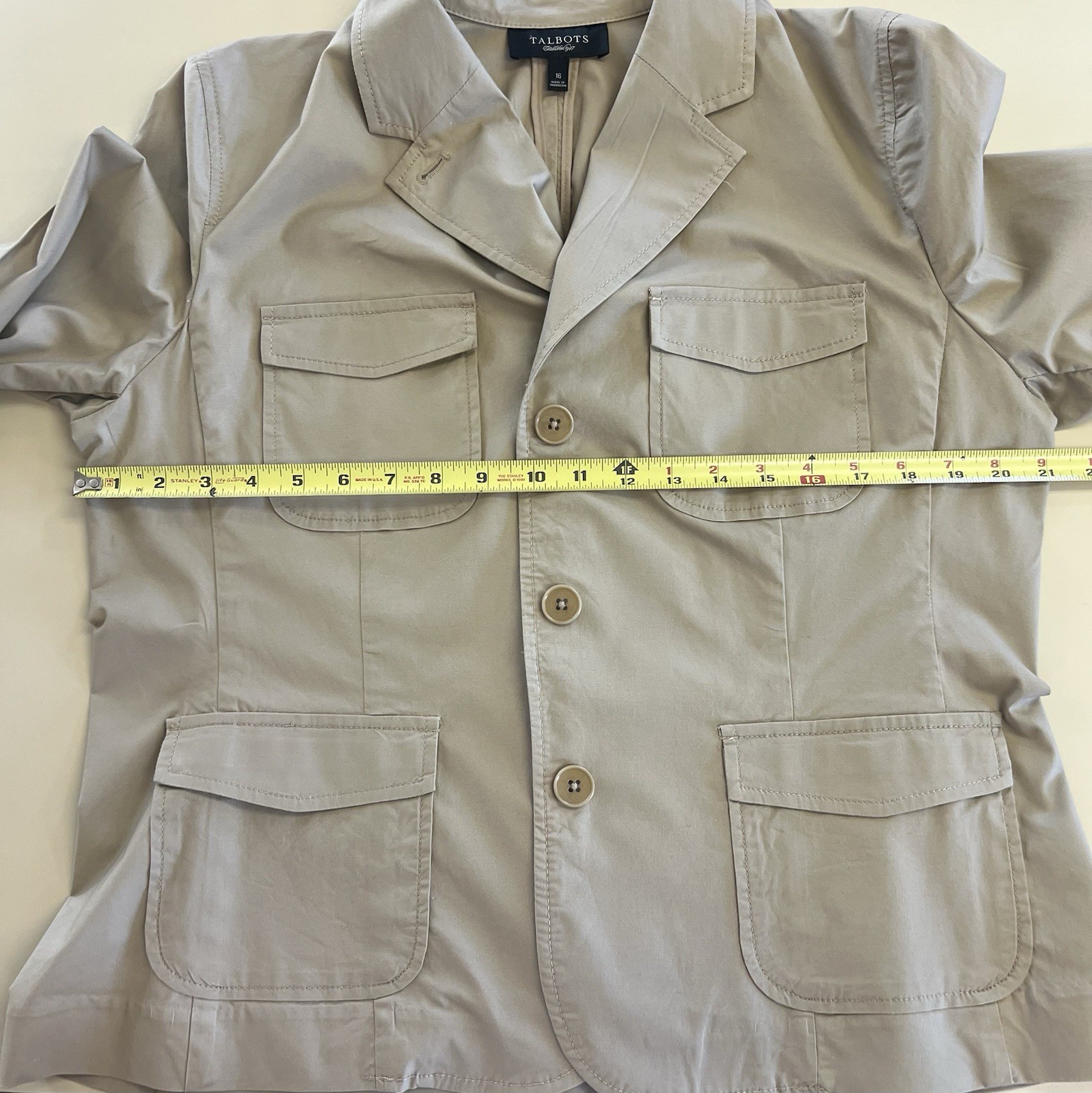 Talbots safari jacket womens size 16 in tan