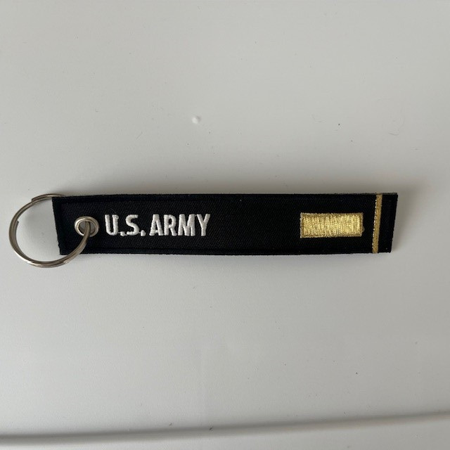 Military Embroidered Keyring – Text Varies, Branch+Rank, Family – Many Options!