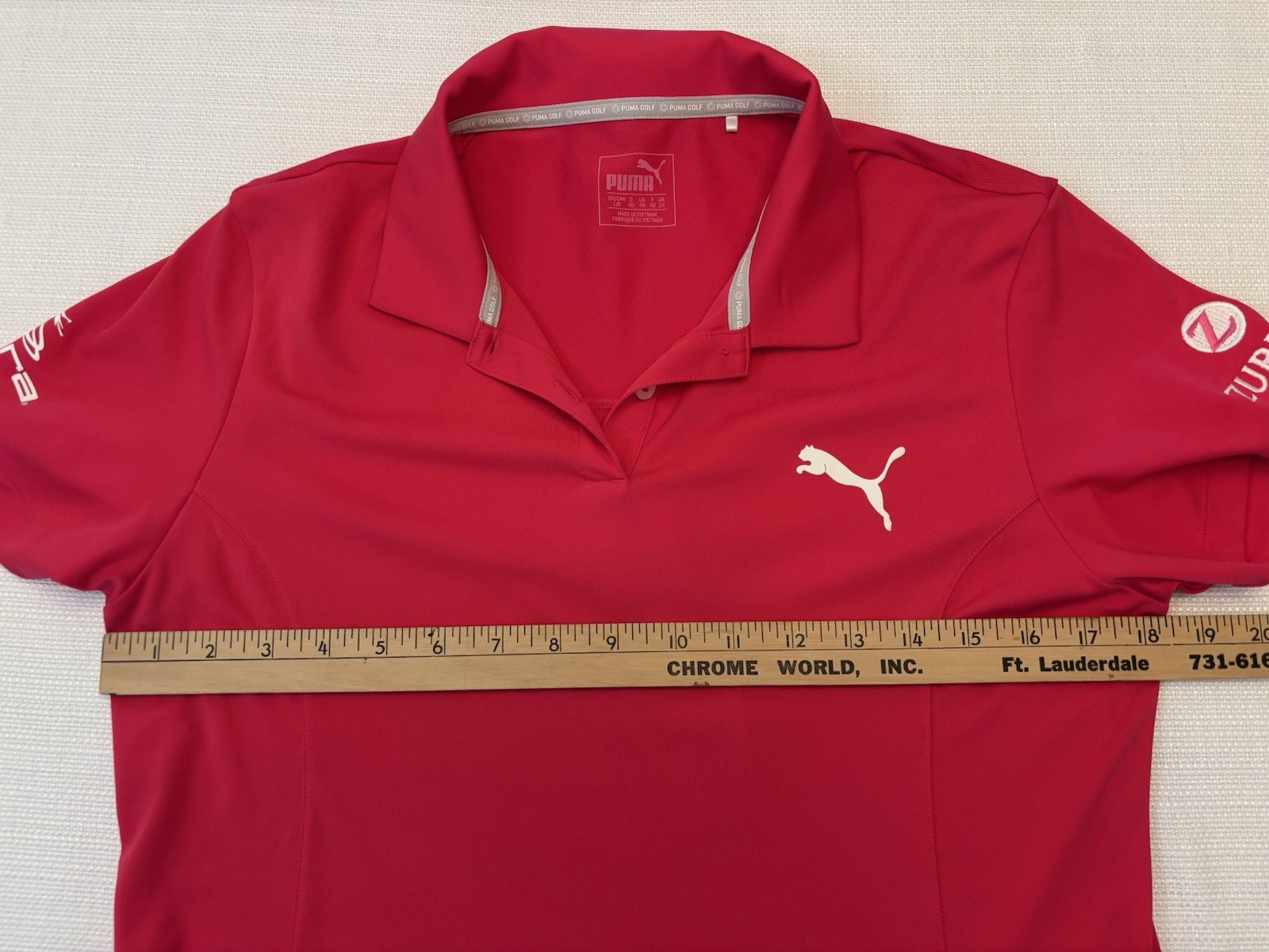 Puma PGA Tour Issued Women’s Large Cobra Zurich Sponsorships Pink Golf Polo