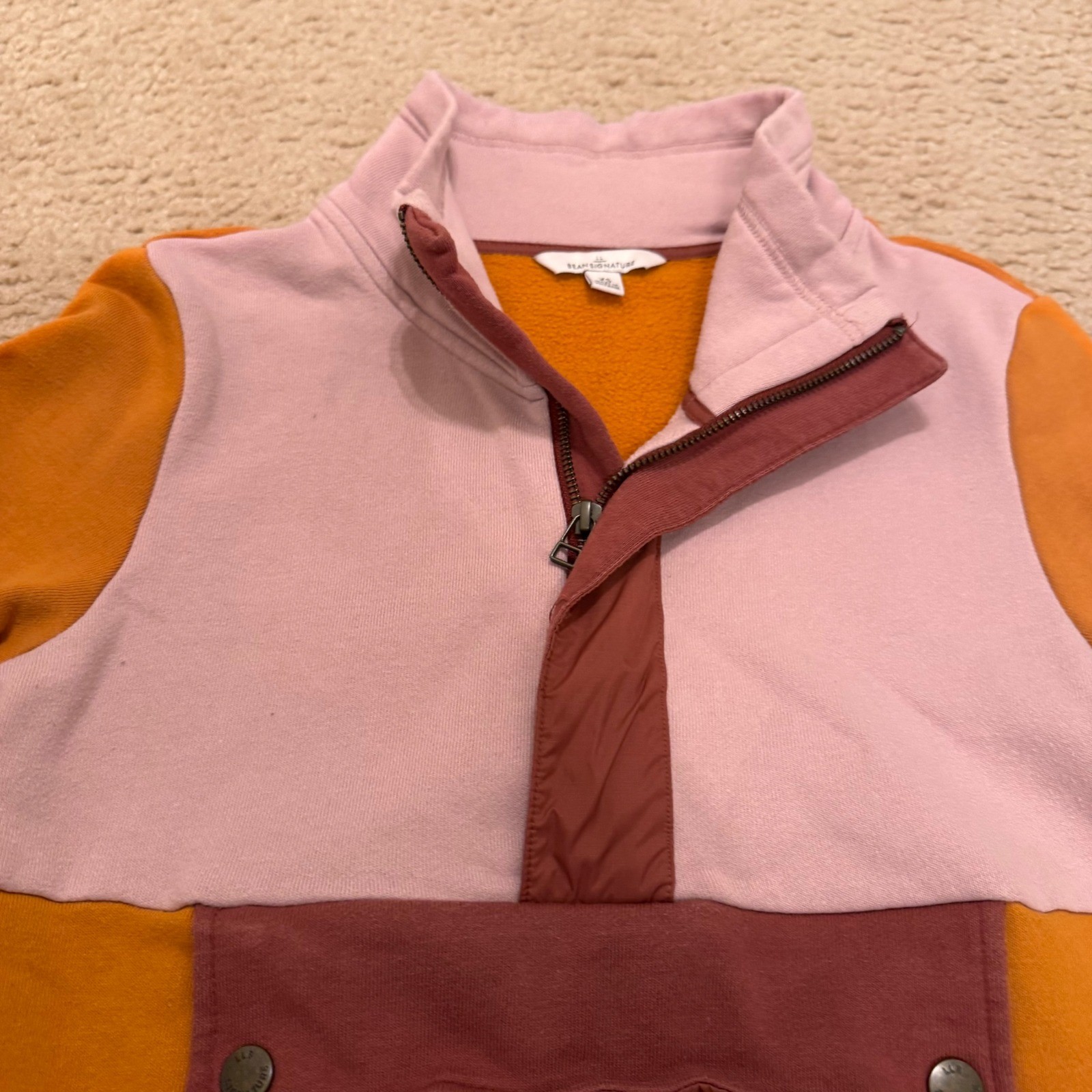 L.L. Bean Signature Colorblock Quarter Zip Fleece Pullover Cozy Fall Sz XS